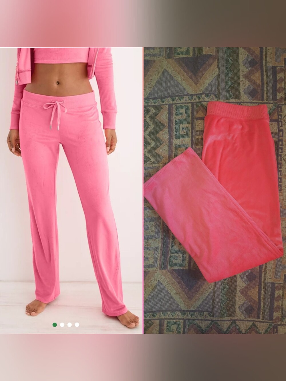 Aerie Dreamy Bright Pink Velour Drawstring Pants Size Large